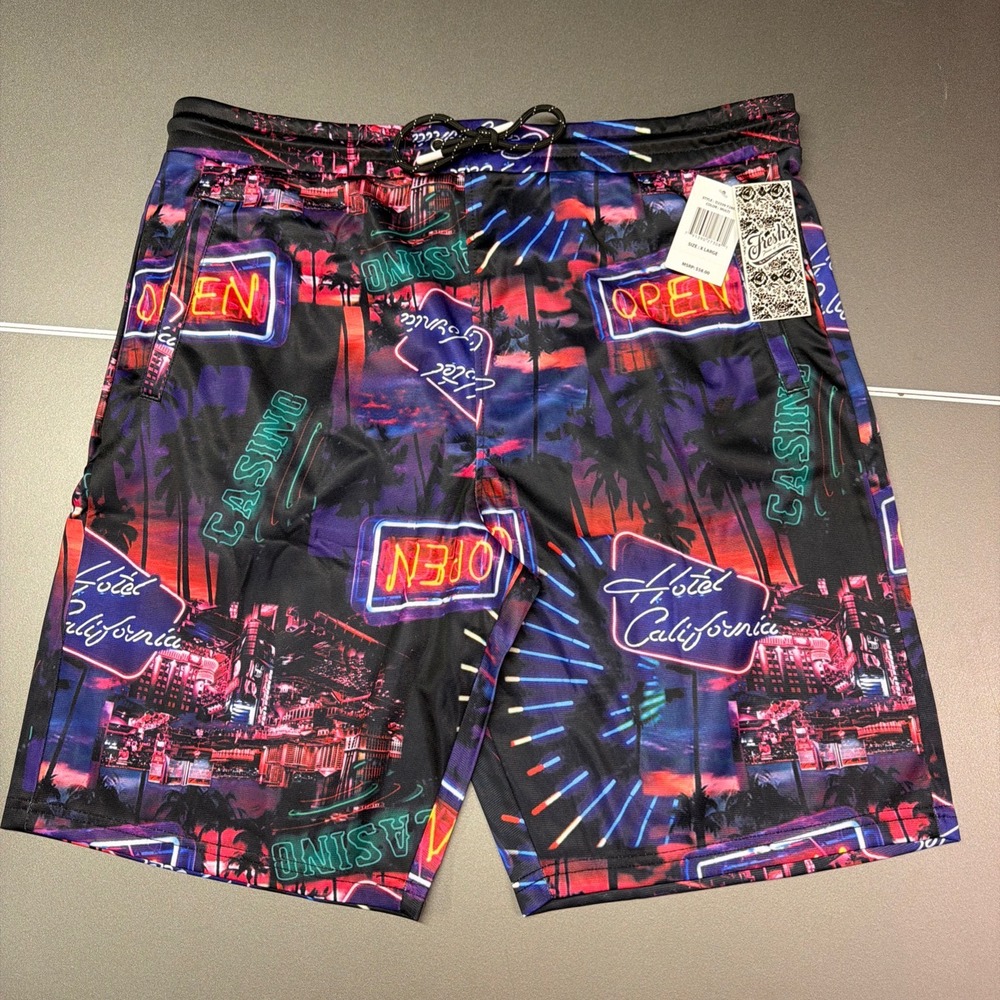 NWT Men's Fresh Prints of Bel Air Shorts Size X-Large Neon Casino NWT